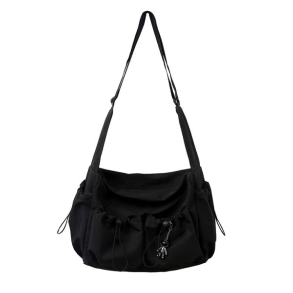 Large Capacity Drawstring Crossbody Bag with Zipper Closure - Image 6