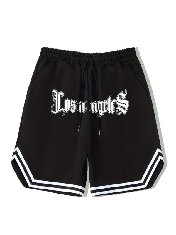 Men's Print Basketball Shorts, Casual Slightly Stretch Drawstring Shorts - Image 4