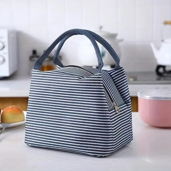 Striped Pattern Satchel Lunch Box, Canvas Lightweight Portable - Image 13