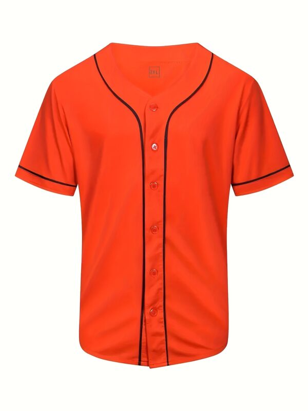 Men's Stylish Solid Baseball V-Neck Short Sleeve Tee for Casual Wear and Baseball - Image 4