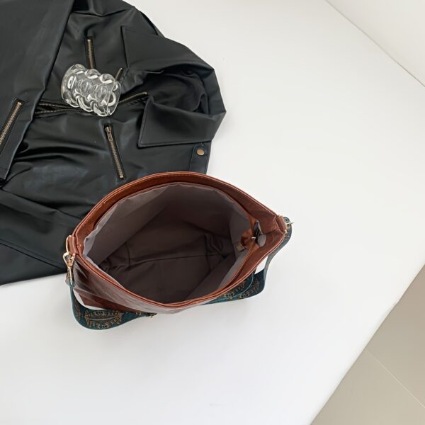 Large Faux Leather Bucket Bag with Wide Strap - Image 9