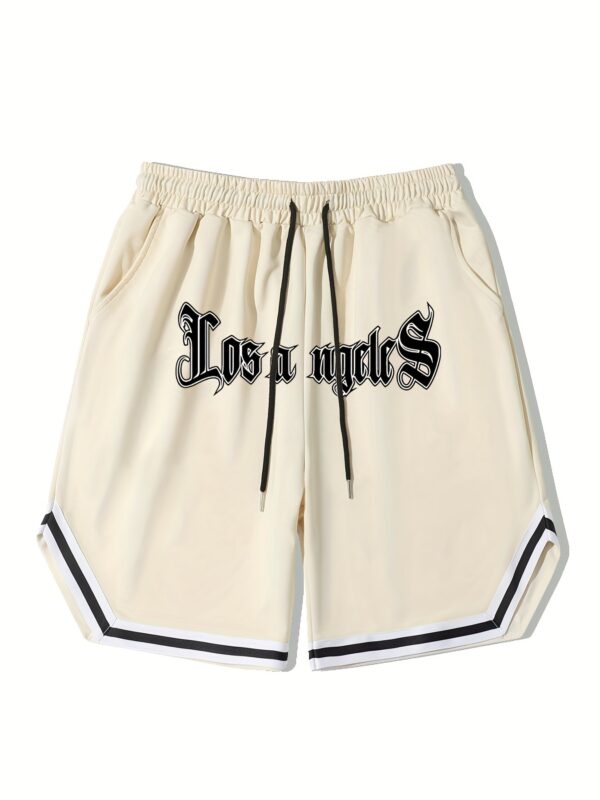 Men's Print Basketball Shorts, Casual Slightly Stretch Drawstring Shorts - Image 2