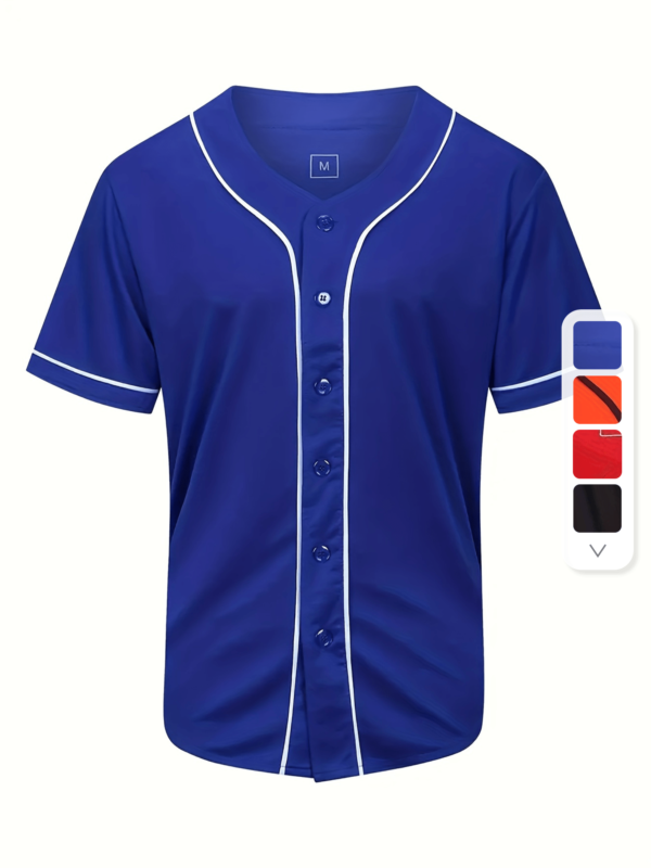 Men's Stylish Solid Baseball V-Neck Short Sleeve Tee for Casual Wear and Baseball