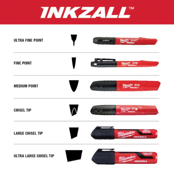 INKZALL Black Extra Large Chisel Tip Jobsite Permanent Marker - Image 8