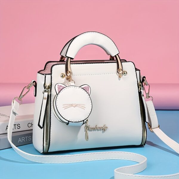 Cat Design Handbags, Trendy PU Leather, Women's Shoulder Bag - Image 9