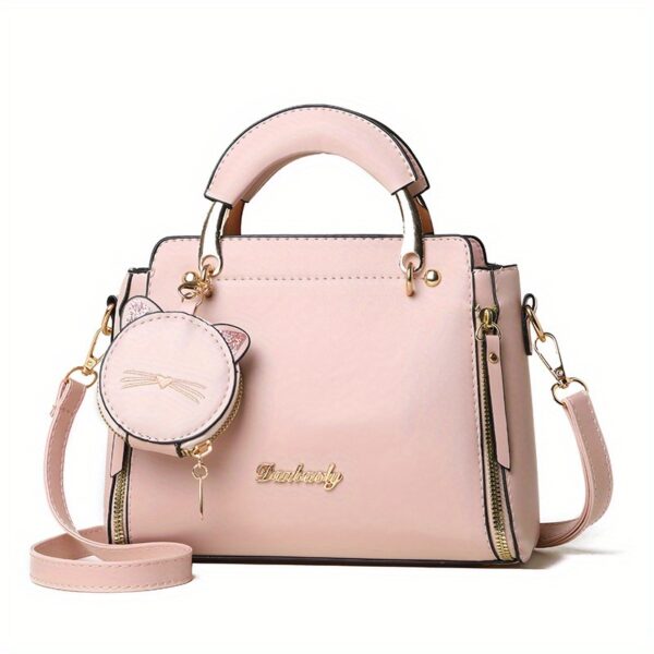 Cat Design Handbags, Trendy PU Leather, Women's Shoulder Bag - Image 11