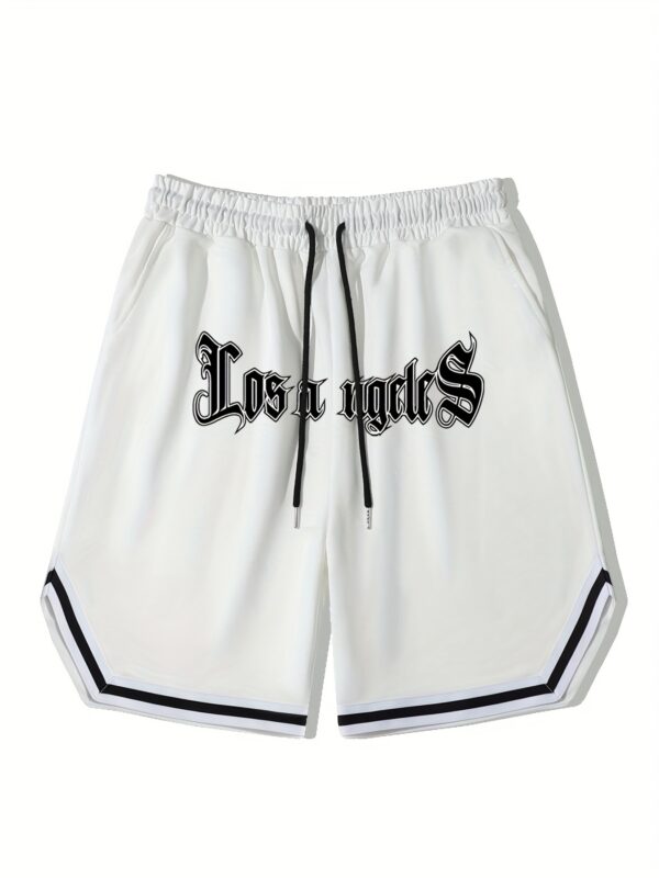 Men's Print Basketball Shorts, Casual Slightly Stretch Drawstring Shorts - Image 3