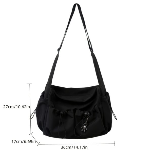 Large Capacity Drawstring Crossbody Bag with Zipper Closure - Image 7