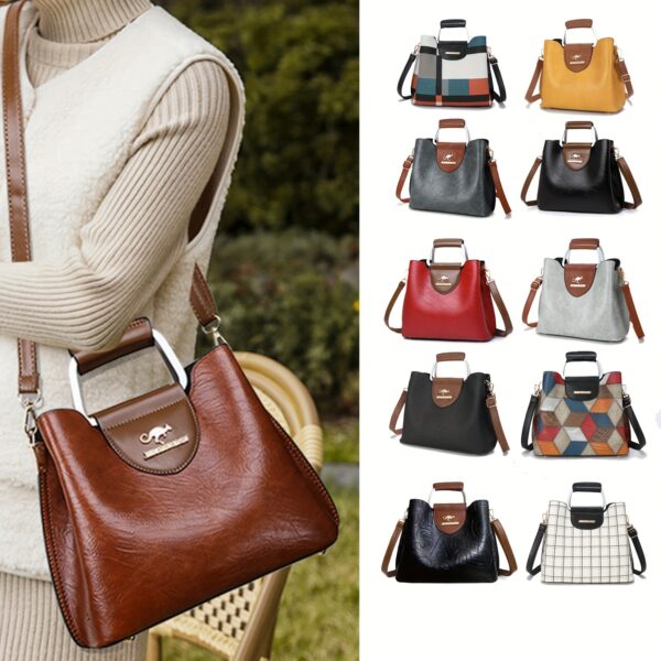 Retro-Style PU Leather Crossbody Bag for Women - Image 3