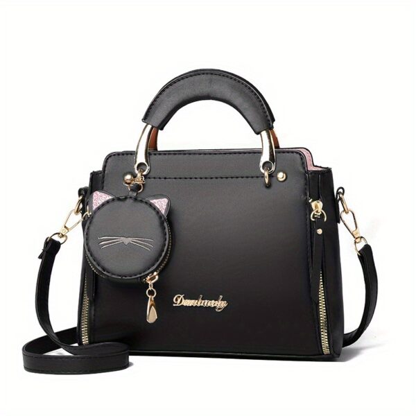 Cat Design Handbags, Trendy PU Leather, Women's Shoulder Bag - Image 13