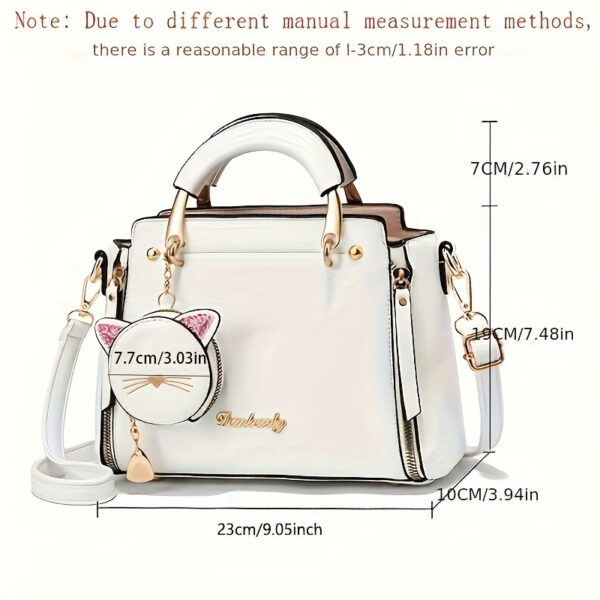 Cat Design Handbags, Trendy PU Leather, Women's Shoulder Bag