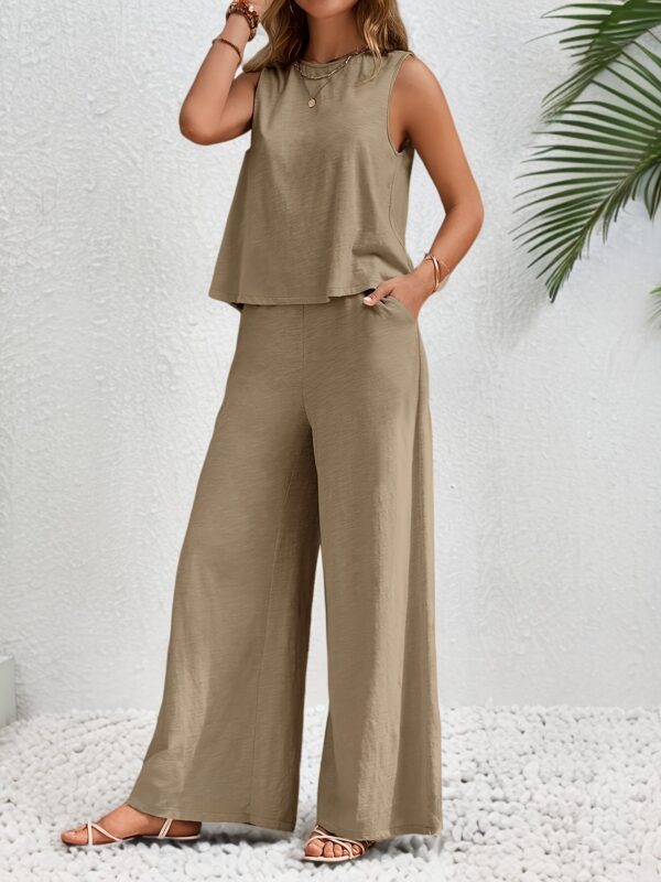 Elegant Two-piece , Sleeveless  Loose Pants